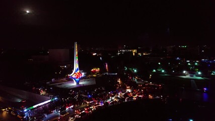 Glowing city. Syrians celebrate in Umayyad Square in central Damascus.  