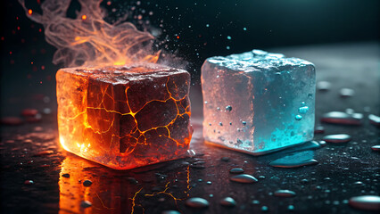 Hot dark charcoal in a fireplace with delicious fiery flames