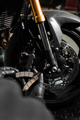 Front brake pads are inspected and swapped out for better braking response. Front Brake Pad...