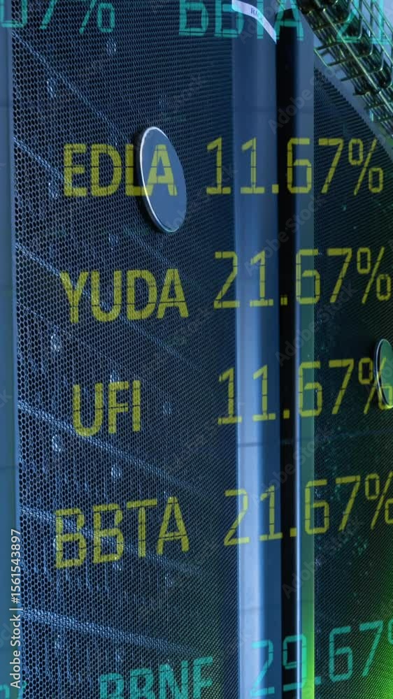 Poster animation of financial data processing over computer servers