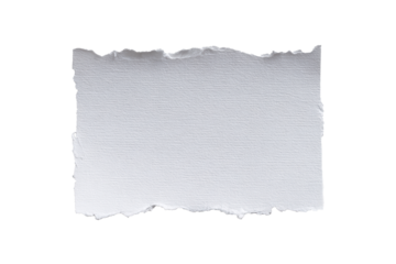Ripped edge white paper with adhesive tape isolated transparent PNG, minimalist torn surface mockup for digital design templates.
