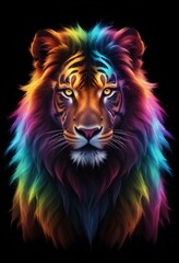 Obraz premium Neon glow in the dark wild animal isolated in black background