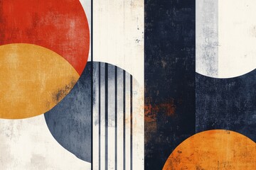 Abstract circles, textured design, minimalist wall art, overlapping shapes in muted colors