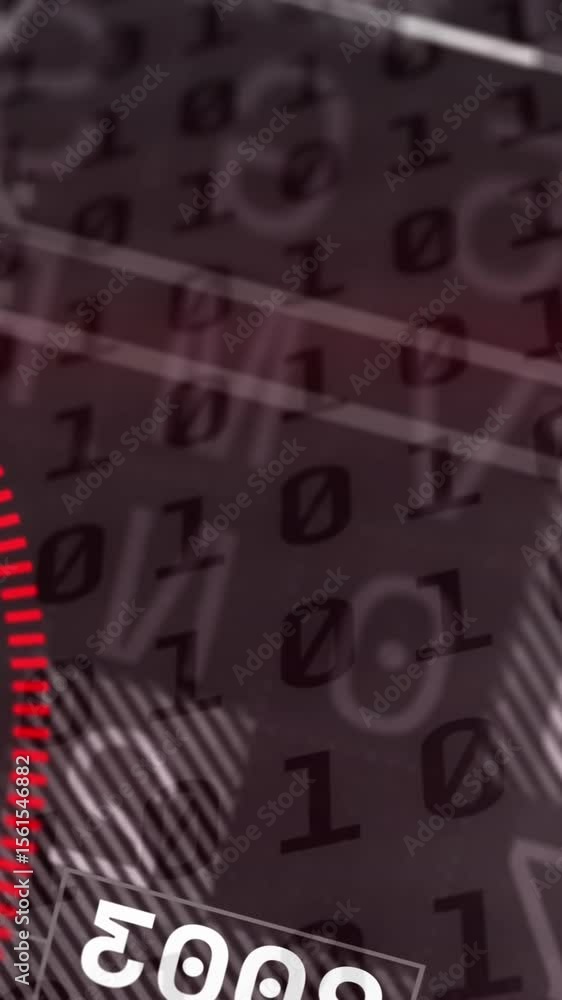 Poster animation of globe and financial data processing over black background
