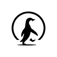 minimalist vector silhouette, Penguin walking around