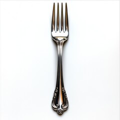 Elegant Silver Fork on White Background