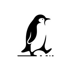 minimalist vector silhouette, Penguin walking around