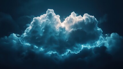 Futuristic blue cloud glowing against dark sky digital art atmospheric scene conceptual design
