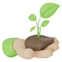 Green plant seedling growing in hand with fresh soil natural nurture care symbolizing hope future growth eco environment protect sustain life earth organic garden tree leaf bloom healthy clean world