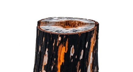 Chopping and slicing a wooden log forest clearing high-quality image natural environment close-up view woodworking concept