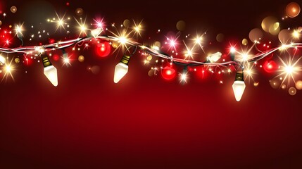 Glowing Christmas Lights Red Background Festive Holiday Decor
