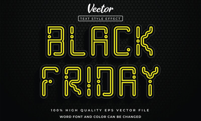 Black friday neon text effect editable
