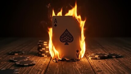 Burning Ace of Spades with Casino Chips. - Powered by Adobe