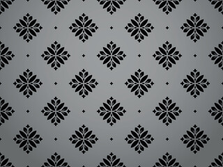 Flower geometric pattern. Seamless vector background. Gray and black ornament. Ornament for fabric, wallpaper, packaging. Decorative print