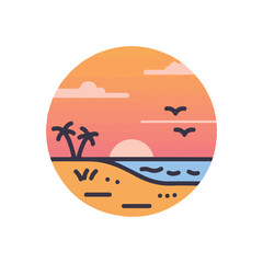 Fototapeta premium Summer beach Vector Icons – Beach Sunset icon, suitable for digital use icons