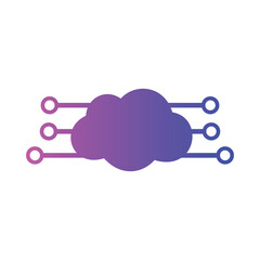 Cloud computing vector icon, cloud with network connections, api symbol