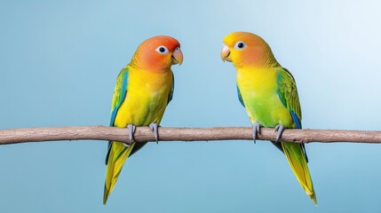 Fototapeta premium Bright funny parrots sitting on branch