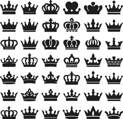 Obraz premium Royal Crown Icon Set 30+ Vector Crowns for Design Projects