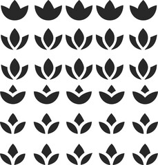 Elegant Lotus Flower Icons A Set of 3 Minimalist Vector Illustrations