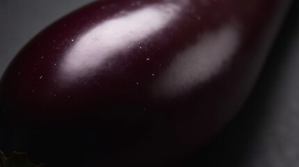 Glossy Eggplant Skin — Extreme Close-Up Macro Shot Focusing on the Dark Smooth Surface