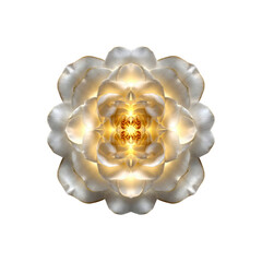 Illuminated White Rose Mandala Glowing Floral Symmetry