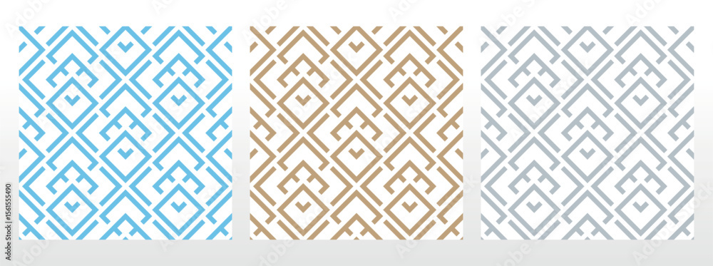 Poster Set of abstract geometric patterns. Seamless vector backgrounds. Colored ornaments Graphic modern patterns Simple lattice graphic design