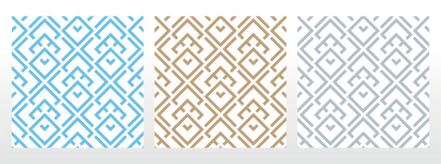 Set of abstract geometric patterns. Seamless vector backgrounds. Colored ornaments Graphic modern patterns Simple lattice graphic design