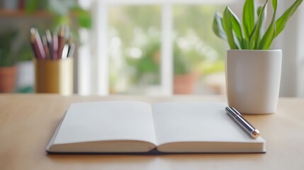 Blank page in a notebook with a pen, ready for writing a new chapter