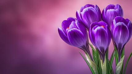 Fototapeta premium Vibrant Purple Crocus Flowers Closeup Spring Bloom
