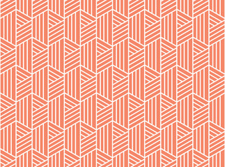 Abstract geometric pattern with stripes, lines. Seamless vector background. White and pink ornament. Simple lattice graphic design