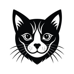 Silhouette tattoo style art illustration of Turkish Van face.eps