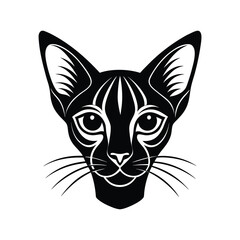 Silhouette tattoo style art illustration of Abyssinian cat face.eps