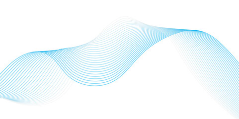"A subtle, elongated wave of sheer blue lines gracefully undulates across a clean white backdrop, suggesting fluid motion and digital sophistication."