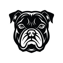 Silhouette tattoo style art illustration of English Bulldog face.eps