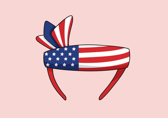 Patriotic Headband with American Flag Design and Bow Detail for Celebrations.