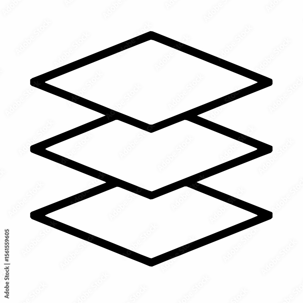 Poster simple vector illustration depicting three layered geometric shapes in an abstract design