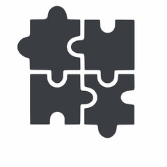 Four interlocking puzzle pieces icon representing solutions and collaboration