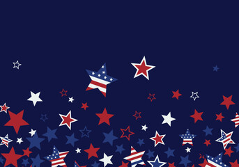 Patriotic Stars Red White and Blue American Flag Starry Pattern.