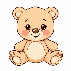 Adorable cartoon teddy bear illustration with a happy smiling face for children and babies