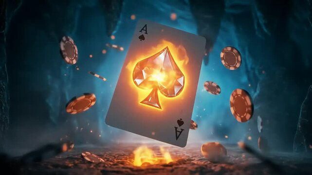 Flaming Ace Spades with Casino Cave.