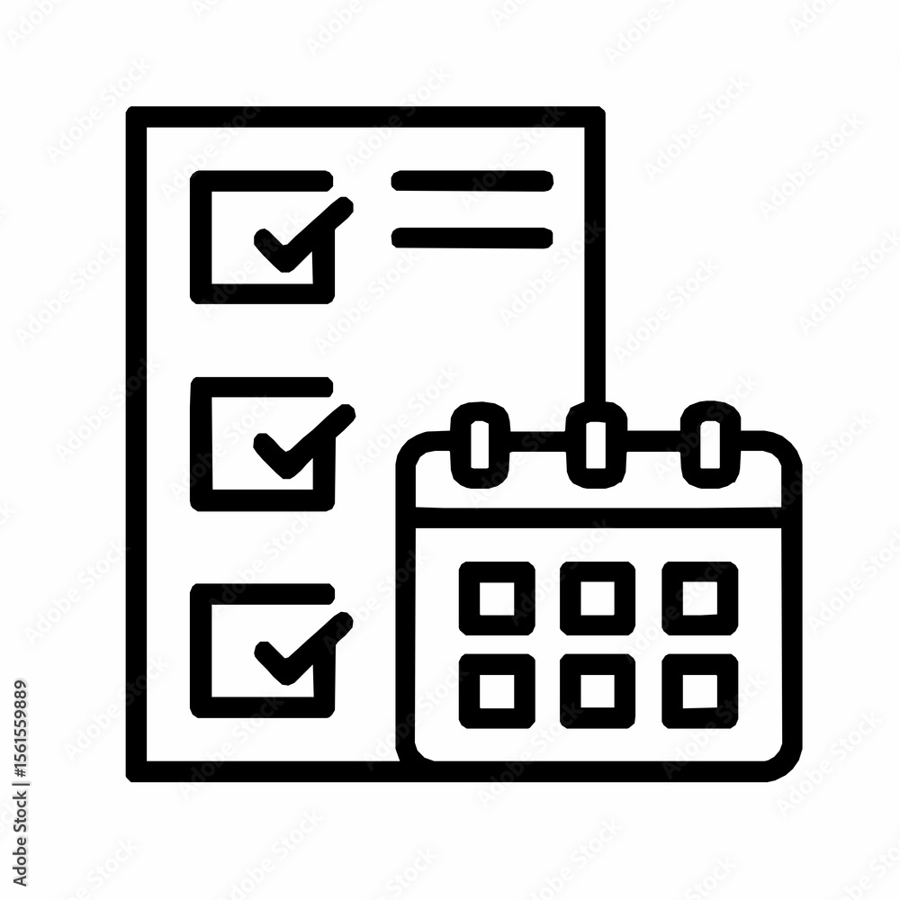 Poster checklists and calendars illustration showing scheduling planning and task management concepts