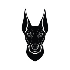 Silhouette tattoo style art illustration of Doberman face.eps