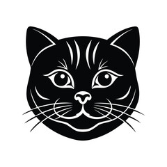 Silhouette tattoo style art illustration of Scottish Fold cat face.eps