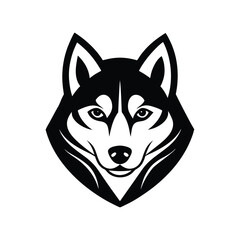 Silhouette tattoo style art illustration of Siberian Husky head.eps