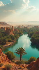 Siwa Oasis Egypt Lush Palms and Ancient Ruins in Desert Landscape