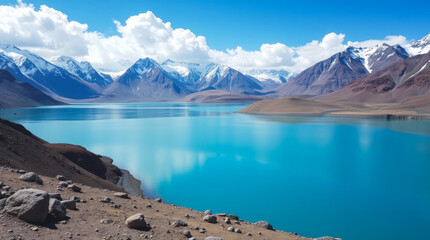 Lake Manasarovar Tibet — High-Altitude Sacred Lake Beside Mount Kailash with Intense Blue Clarity