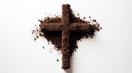 Ash Wednesday background with cross in the ground