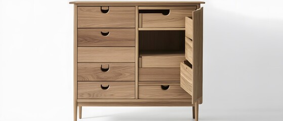 Modern Wooden Chest of Drawers with Open Door