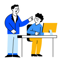 A flat style illustration showing character yelling with frustration
