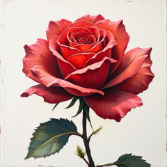 Single Rose Emoji — Elegant Red Rose Floral Illustration